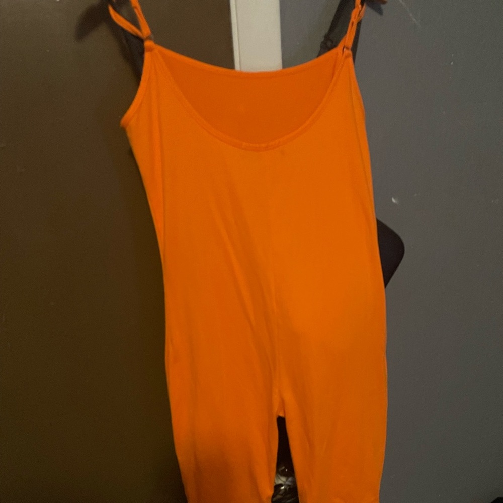 Orange S women romper.spandex material.